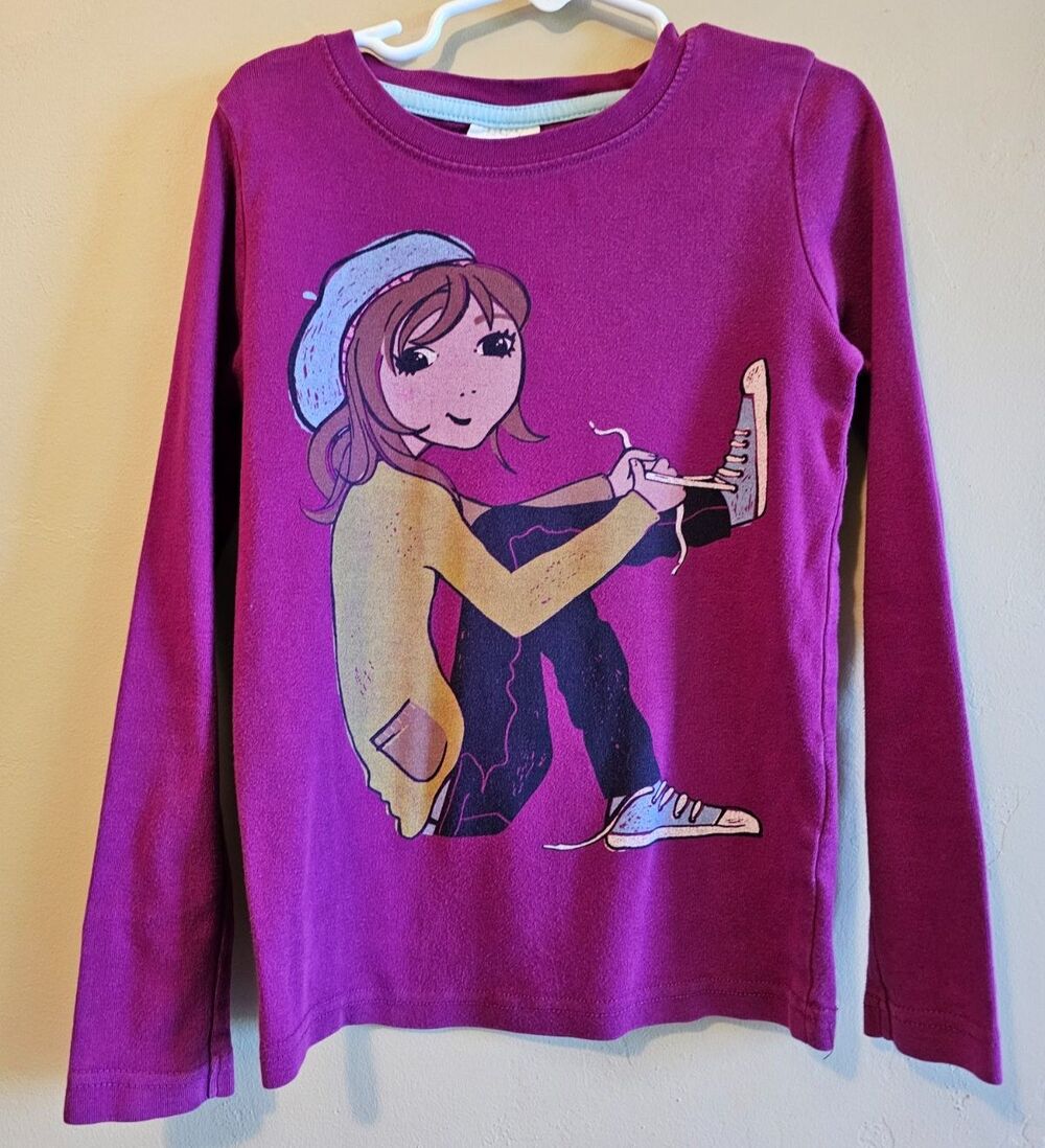 Mini Boden 7-8 yrs Girls hippie Long Sleeve Graphic Tee Shirt